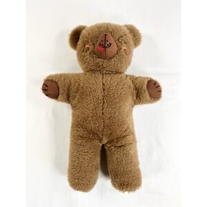 Vintage 1950's-1960's 19" Brown Teddy Bear Stuffed Animal Toy Red Felt Tongue